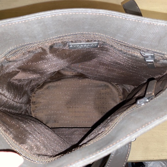 Vintage BURBERRY Dark brown plaid check bucket tote bag purse Made in Italy - Picture 2 of 11